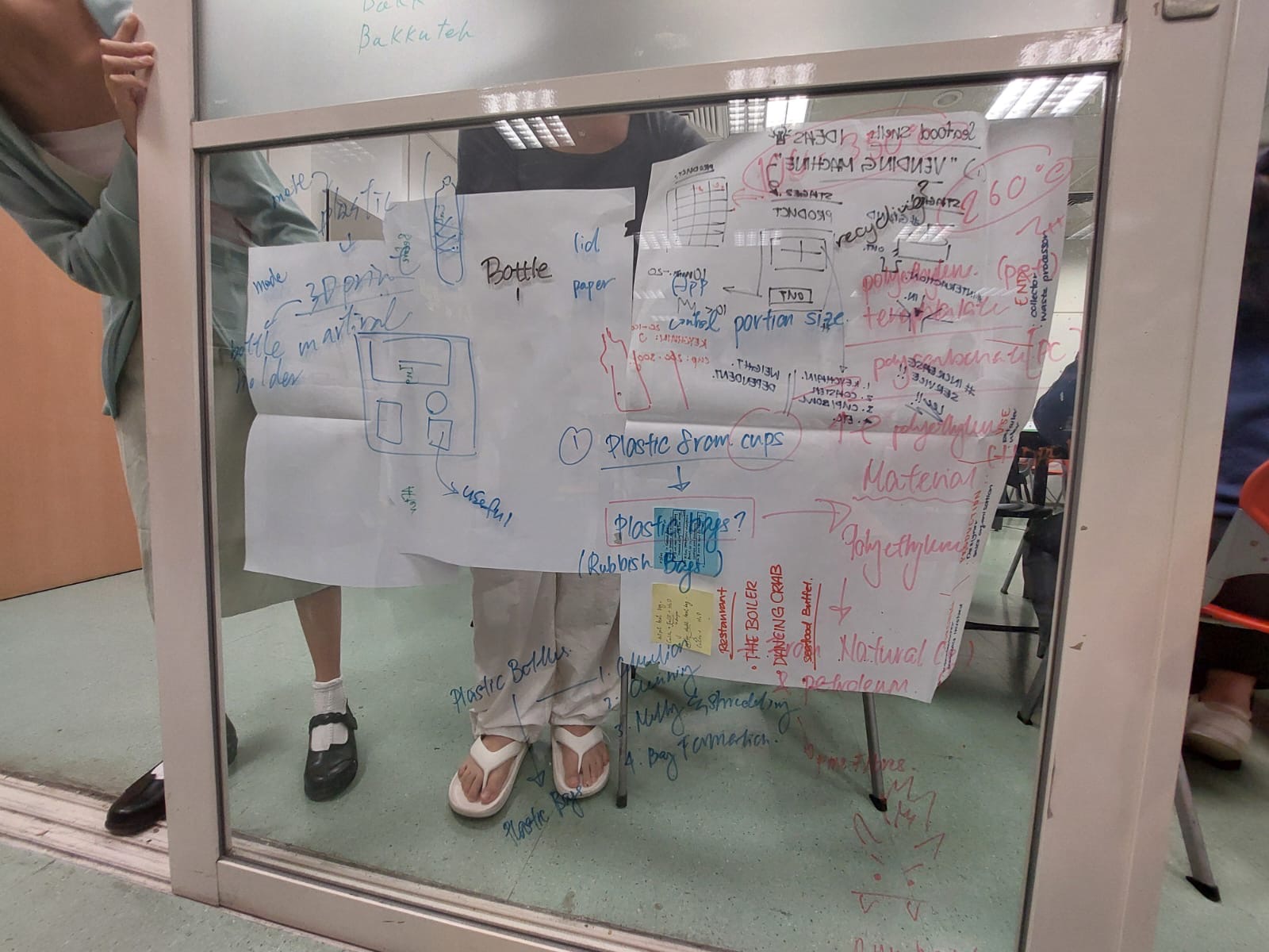thinking memos written on transparent board